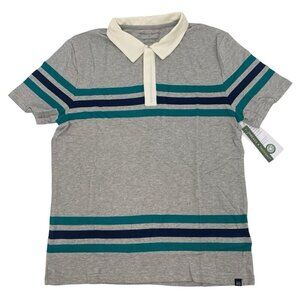 Threads 4 Thought Men's Size M Ashby Pique Striped Polo Shirt Organic Cotton NWT